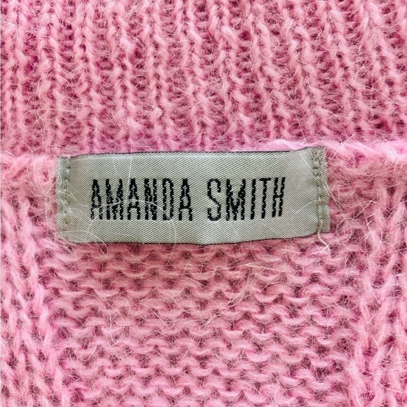 Amanda Smith Coquette Soft Girl Cloud Luxe Pink Mohair Sweater L Cable Knit - Picture 7 of 7